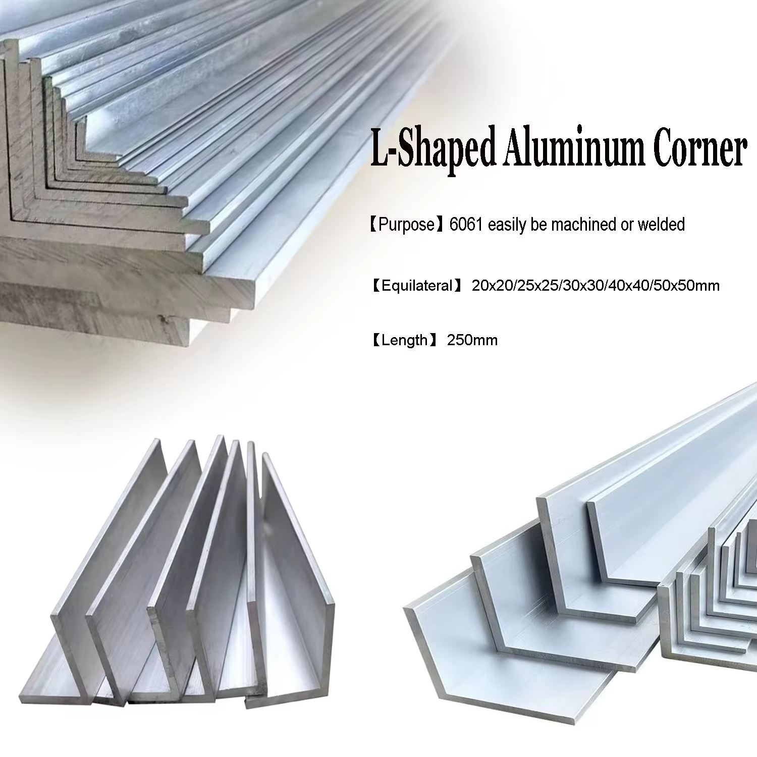 Profilé en aluminium 6061 à angle droit 20x20 25x25 30x30 40x40 50x50MM