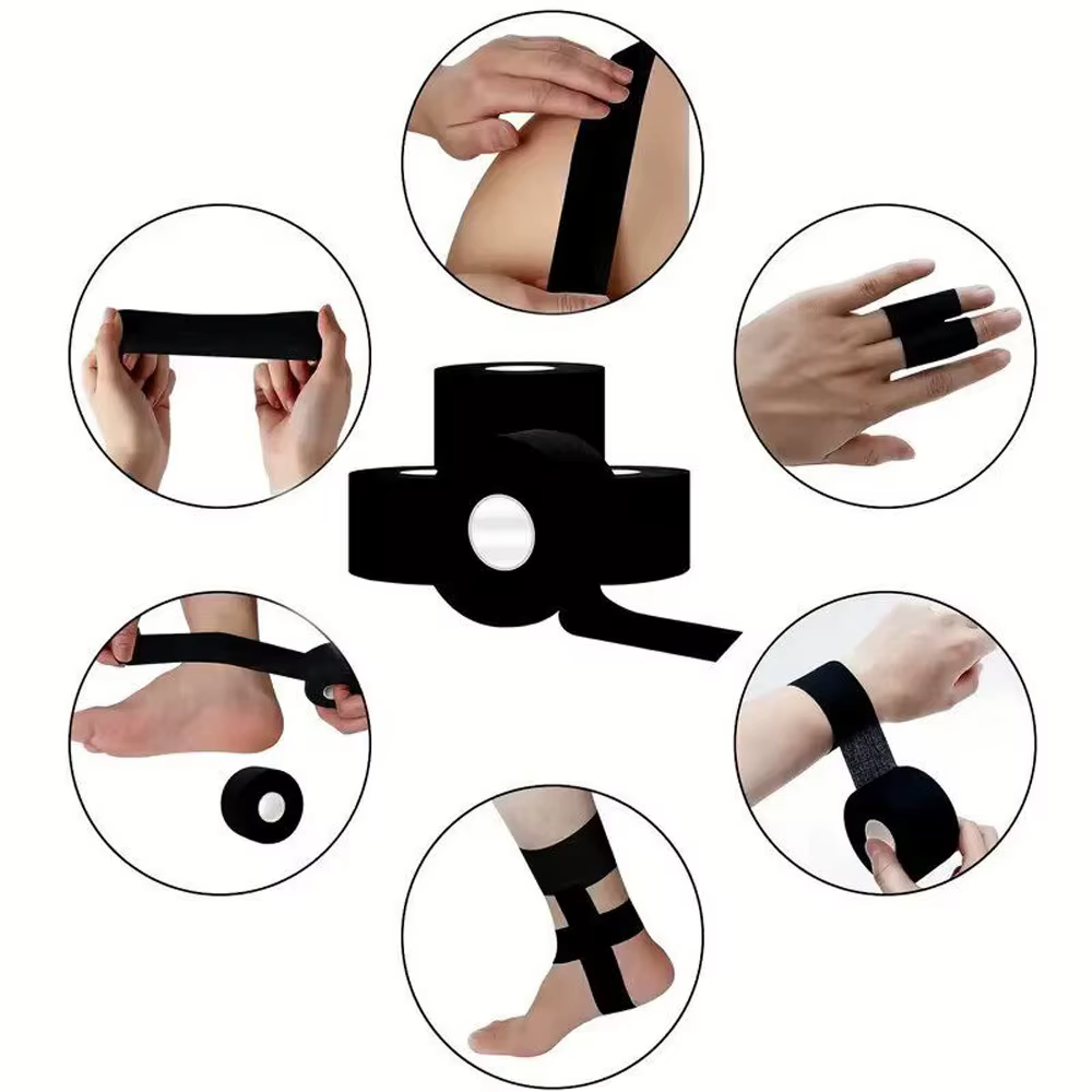 Bande adhésive athlétique, 1 rouleau de ruban sportif noir, très résistant, sans résidus collants, pour poignets et chevilles, idéal pour la gymnastique, la boxe, le lacrosse, l'escalade, le hockey