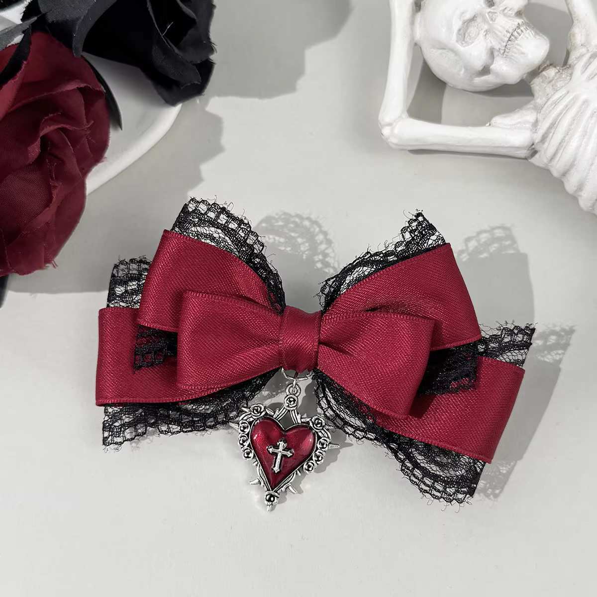 Pince à cheveux gothique Style Lolita, nœud en ruban noir, pinces à cheveux à la mode pour filles, coiffure de haute qualité