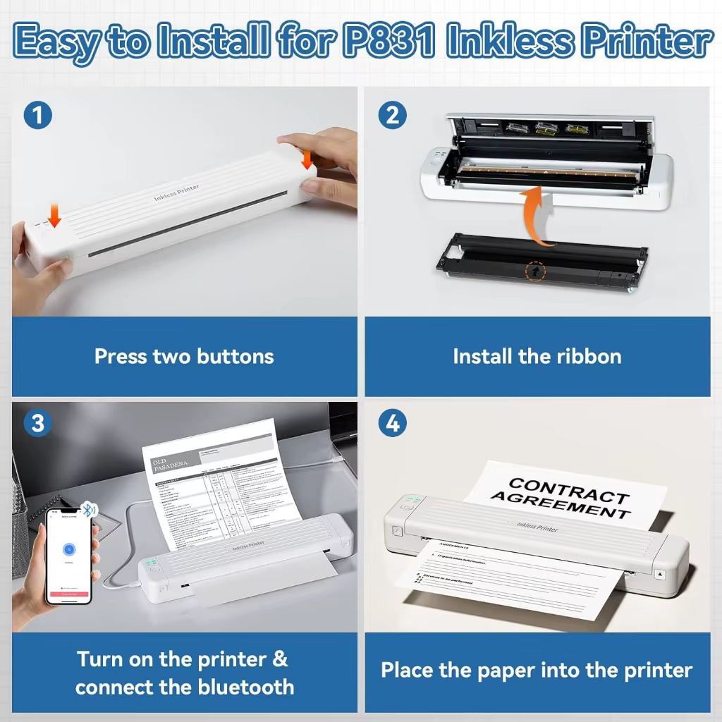 Ruban de transfert thermique Phomemo, 2 pièces, pour imprimante en papier A4 ordinaire Portable P831