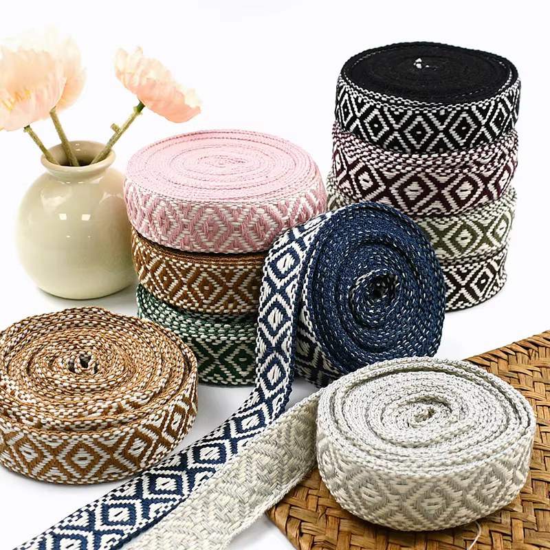 1 rouleau = 40 m, ruban jacquard ethnique de 25 mm