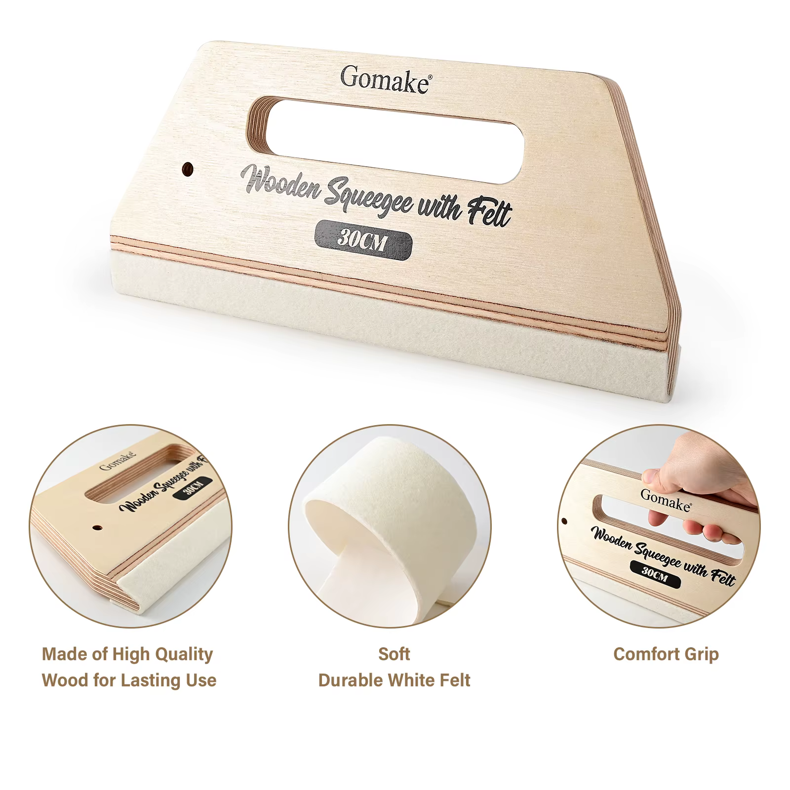FOSHIO papier peint lissage raclette en bois avec bord feutre voiture Film décalcomanies teinte emballage grattoir sol porte graphique installer outil