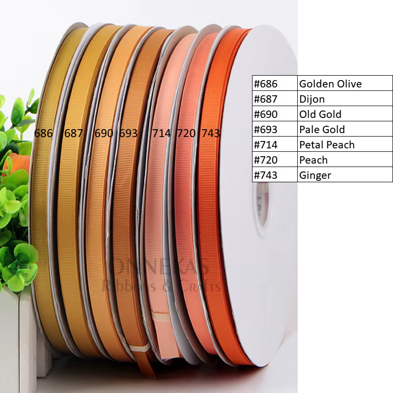 Ruban gros-grain jaune/Orange 100Yards 6/9/13/16/25/38mm