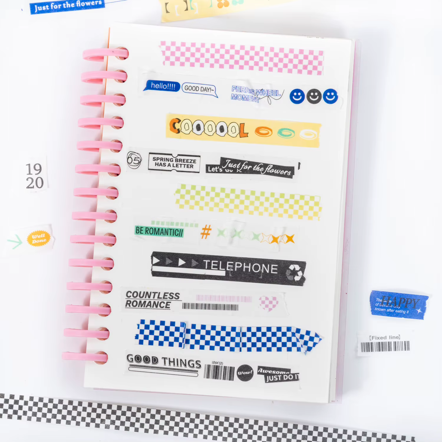 Mr. Paper 4 rouleaux de ruban washi rétro à motif damier