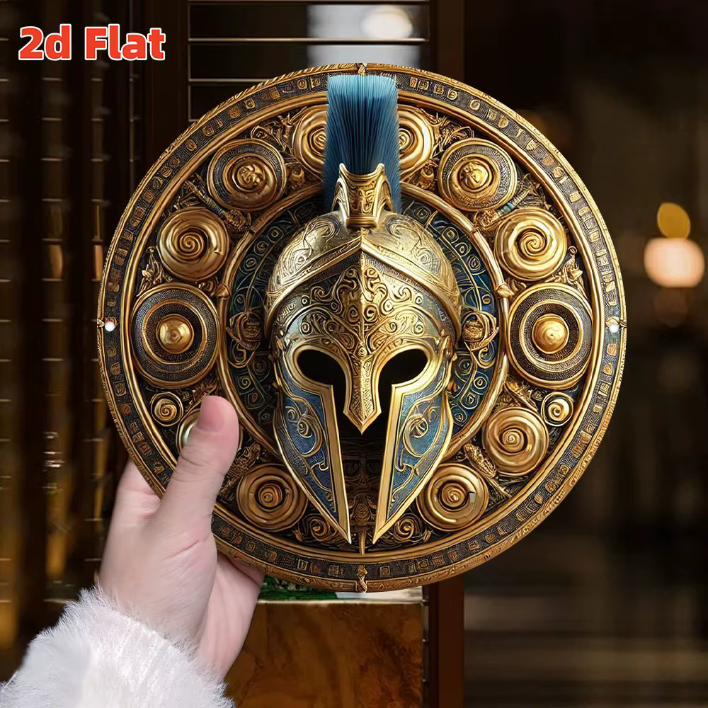 [Golden War God Shield] Bouclier plat 2D Golden War God |   Puissance de la mythologie nordique |   Thème du guerrier Viking |   Emblème du bouclier en relief W
