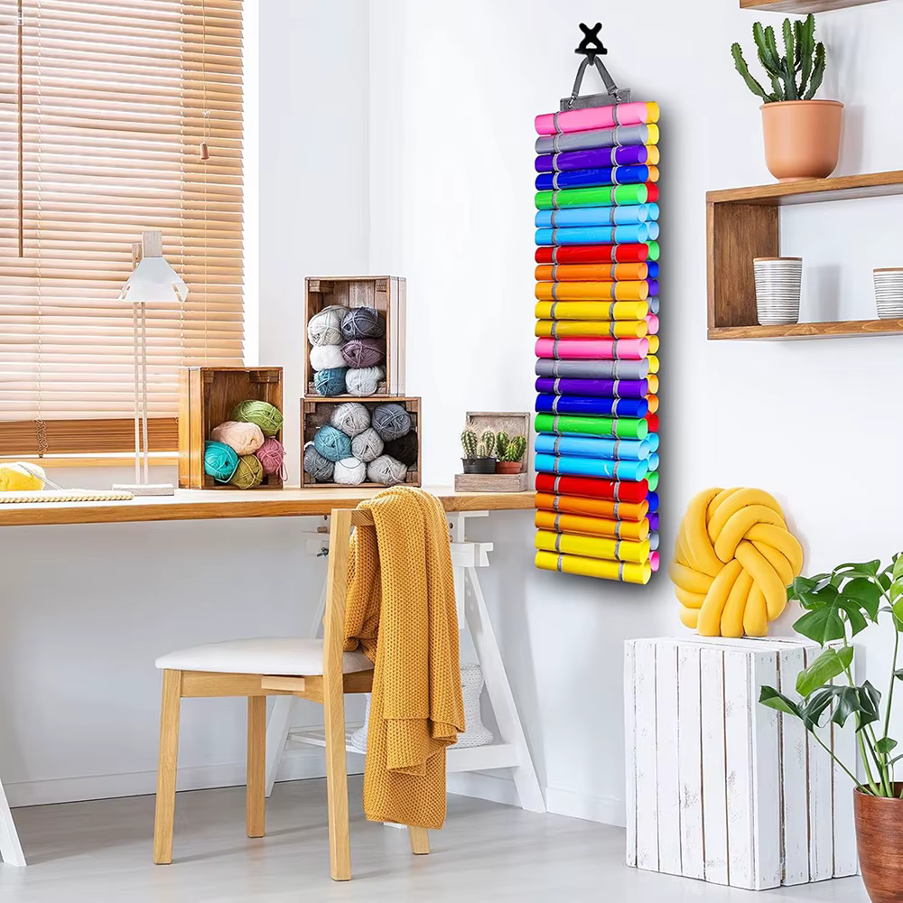 Organisateur de rangement en vinyle-porte-rouleau de rouleau de vinyle, support de rangement en vinyle artisanal, rangement organisateur suspendu avec 48 compartiments en rouleau