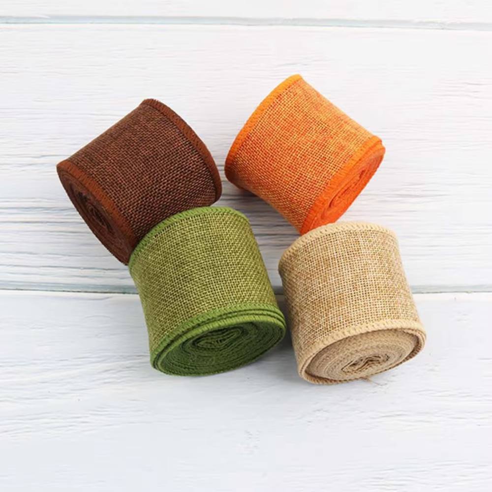 Rouleau de Ruban Coloré en Toile de Jute Naturelle