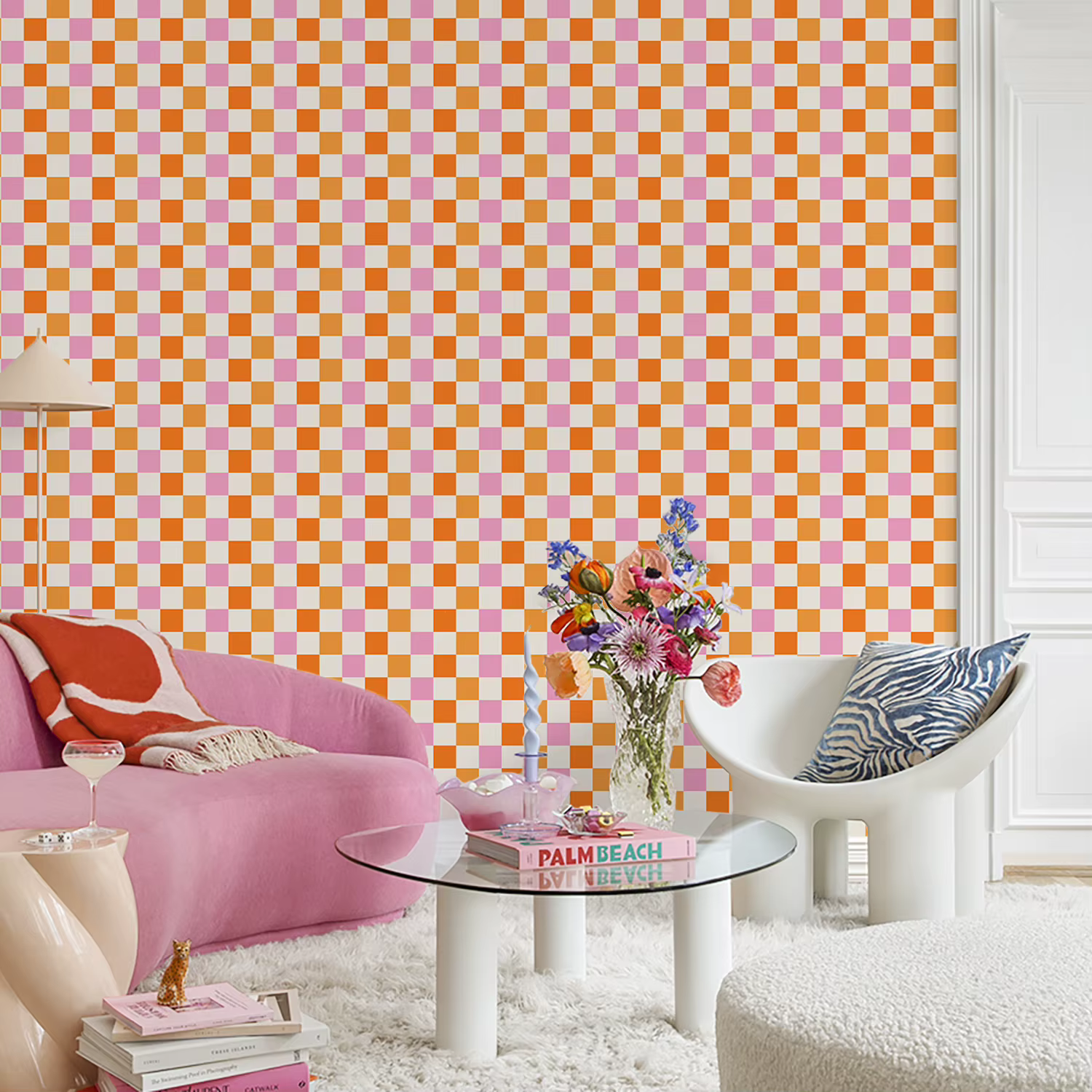 Papier peint texturé en damier pour la décoration intérieure, autocollants de meubles classiques, autocollants muraux imperméables, chambre à coucher parfaite