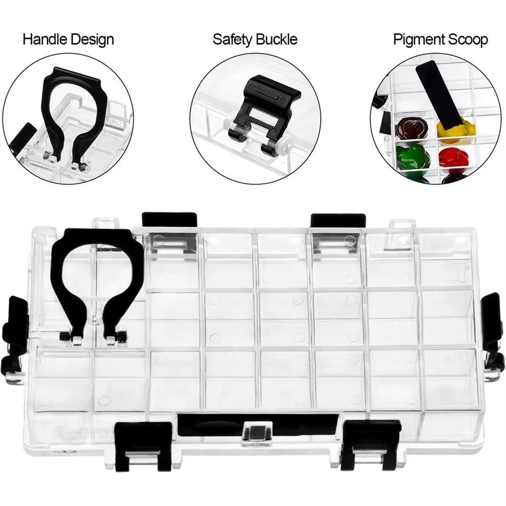 Boîte de rangement multi-usages transparente à 24 compartiments / Palette de peinture