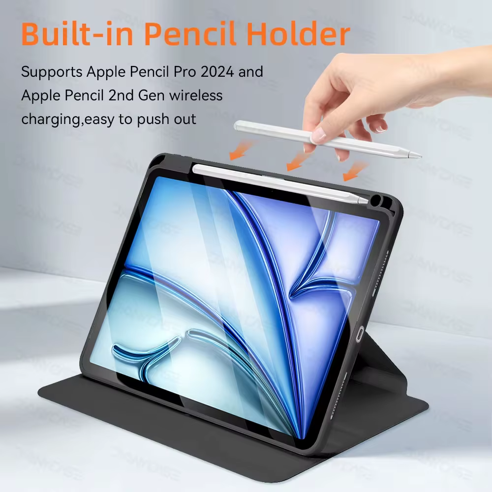 360 ° Housse rotative pour iPad Air 11 M2, étui pour Air 5/4 iPad 10e génération 10,9 pouces Mini 6 7/8/9e 10,2 pouces Pro 11 12,9 13, housse pour tablette
