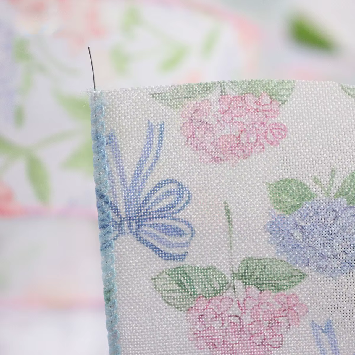 Ruban imprimé floral avec bords en fil