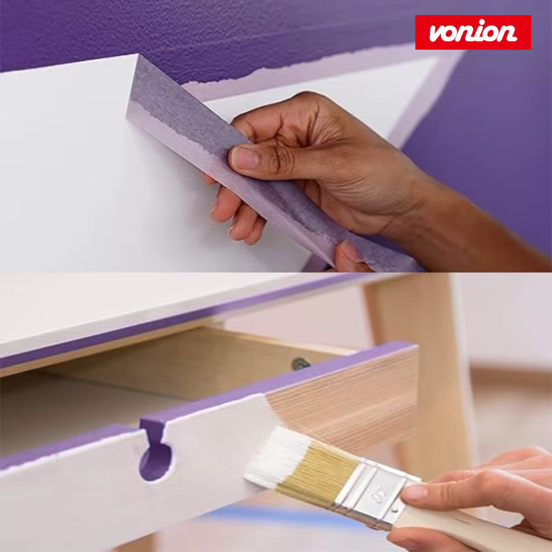 20/50M 1 rouleau de rubans de masquage violet 12mm-30mm papier adhésif déchirable à la main pour voiture beauté