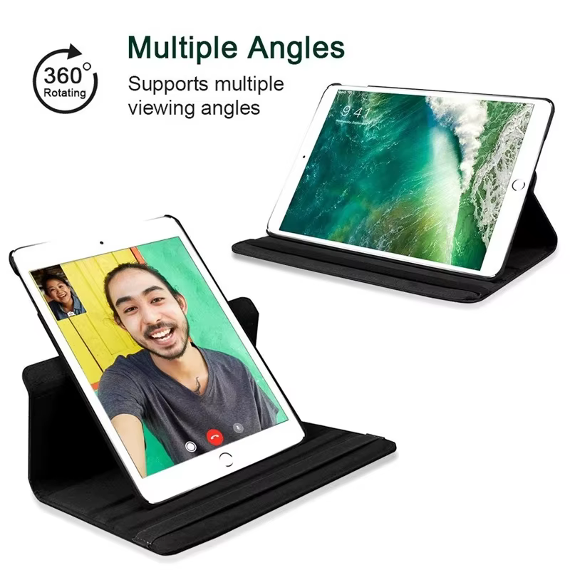 Pour iPad Pro 12.9 2018 2020 2021 2022 2015/2017 Étui en cuir intelligent 360 °   Coque de protection pour fonction rotation et réveil du sommeil