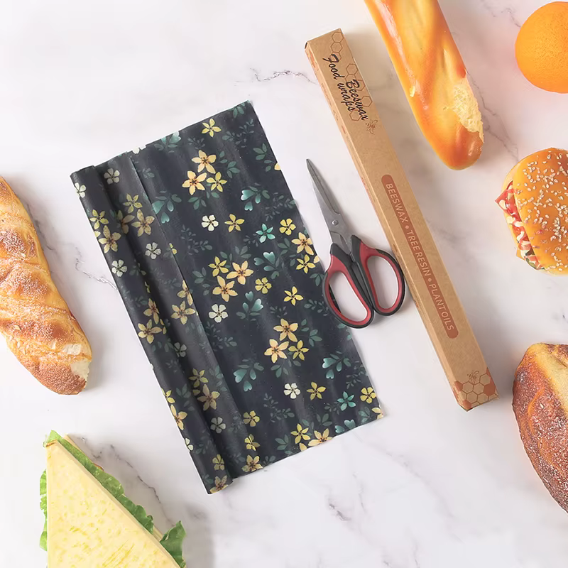 WEEDI Rouleau d'emballage de cire d'abeille réutilisable, écologique, rouleau de papier de cire, emballage alimentaire de cire d'abeille sans plastique pour sandwich, couvercle de fruits et de bols