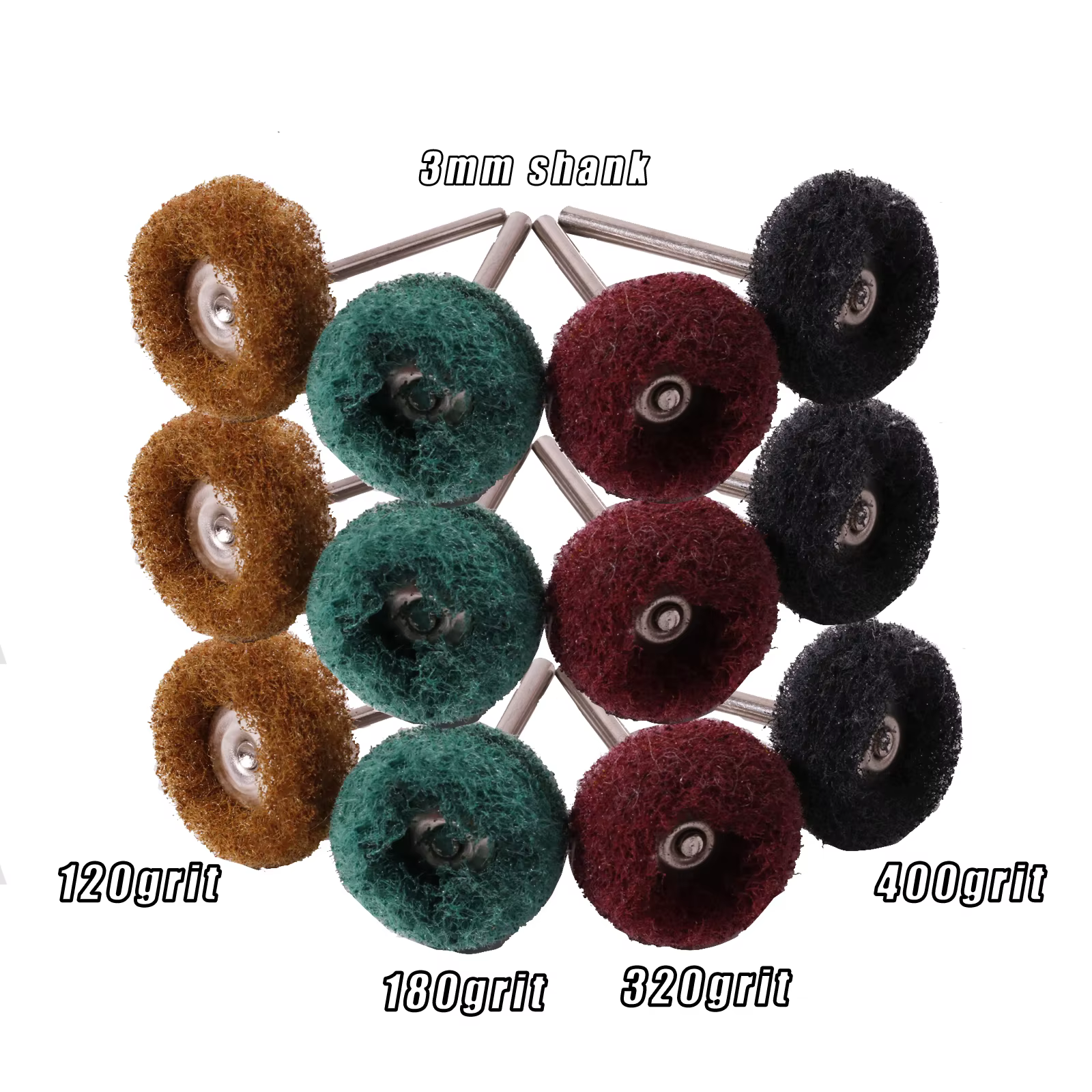 20 pièces de têtes abrasives de polissage et de ponçage pour outils rotatifs Dremel et accessoires de perceuse