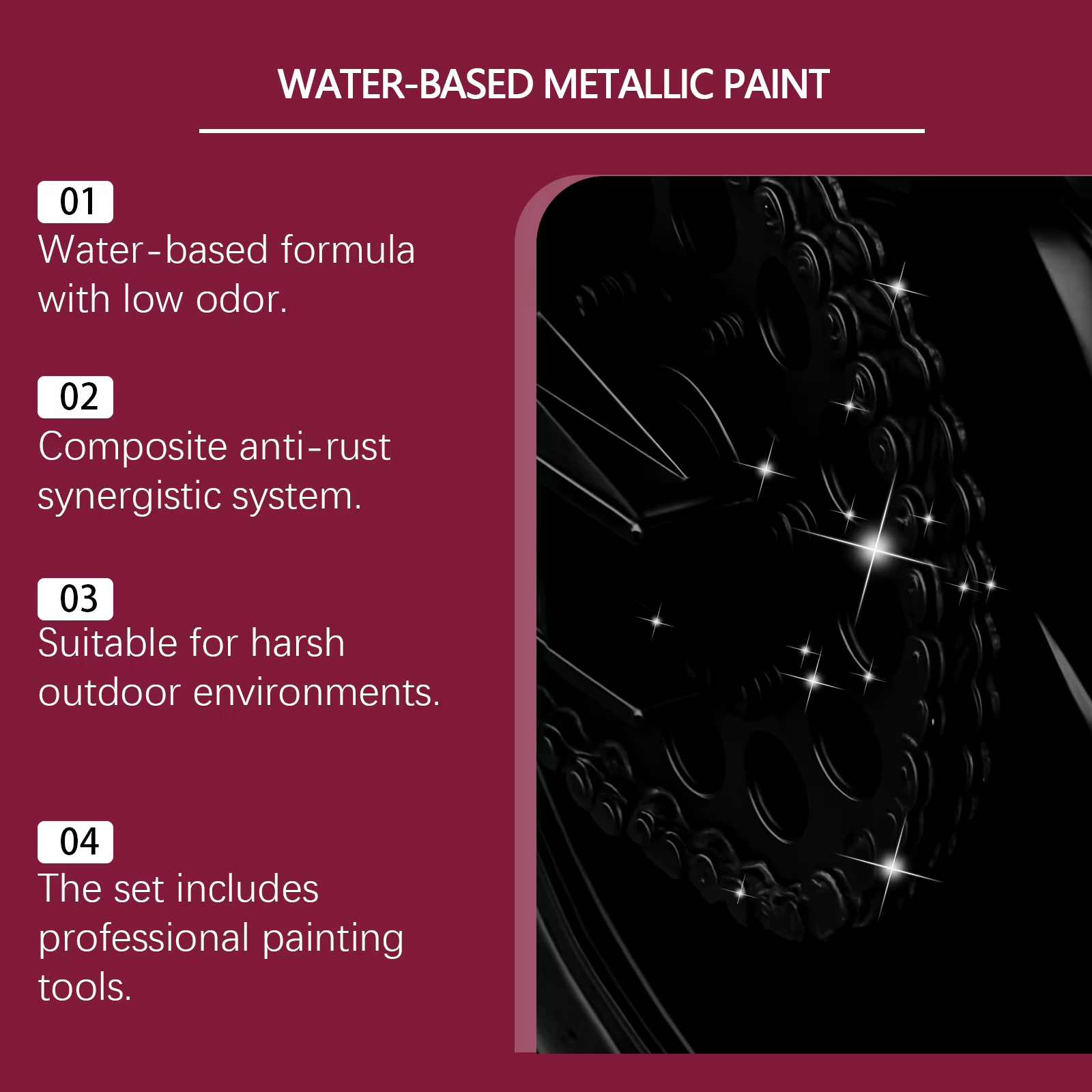Kit antirouille de peinture métallique à base d'eau noire