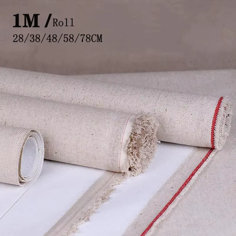 Toile vierge apprêtée en mélange de lin
