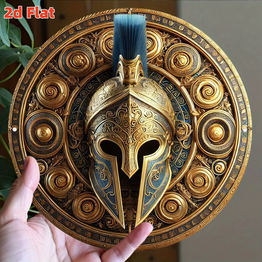 [Golden War God Shield] Bouclier plat 2D Golden War God |   Puissance de la mythologie nordique |   Thème du guerrier Viking |   Emblème du bouclier en relief W