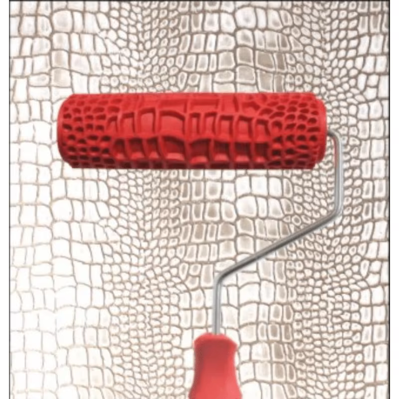Rouleau de peinture à motifs texturés avec poignée rouge