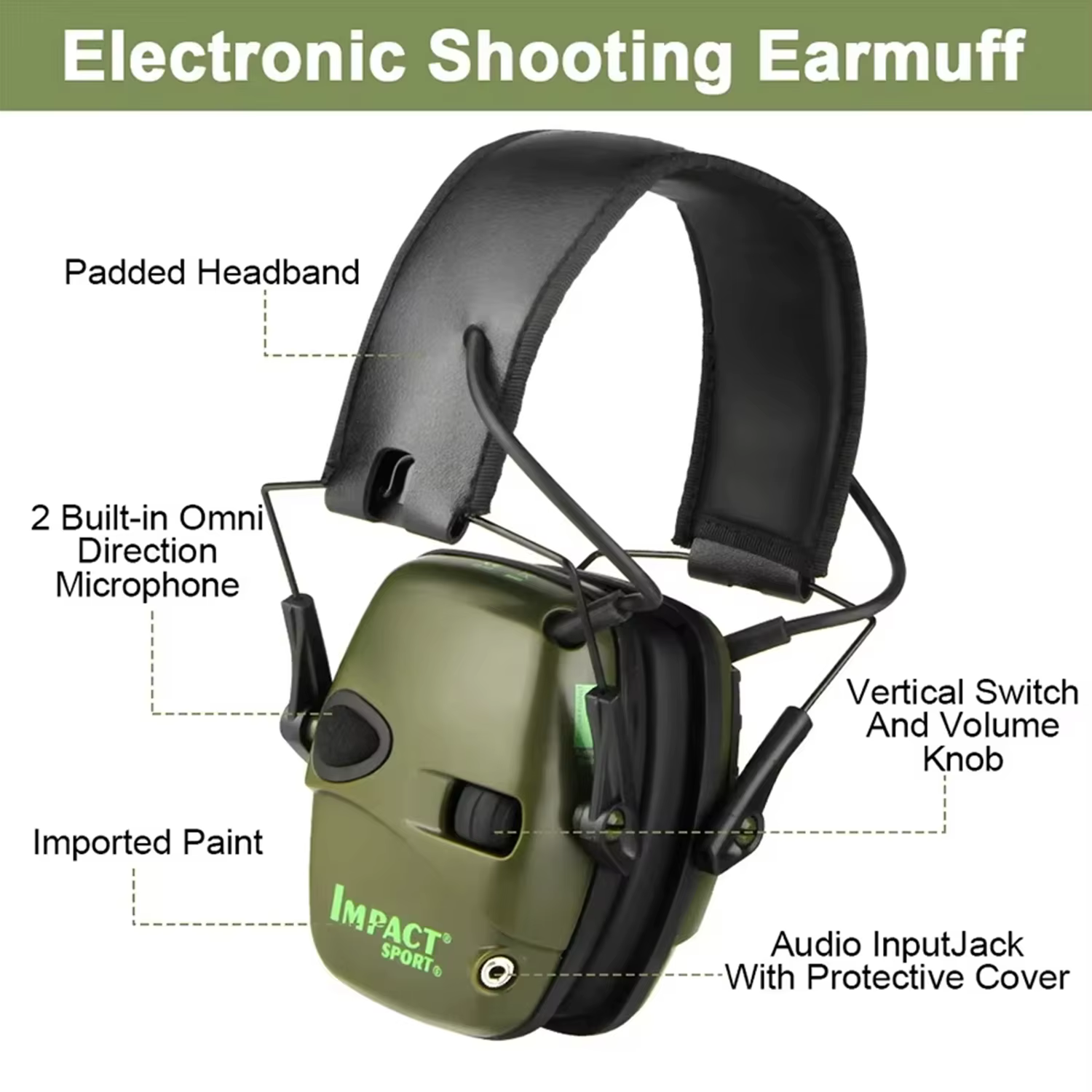 Casque de protection auditive électronique tactique pour la chasse avec étui, réduction du bruit, casque de tir