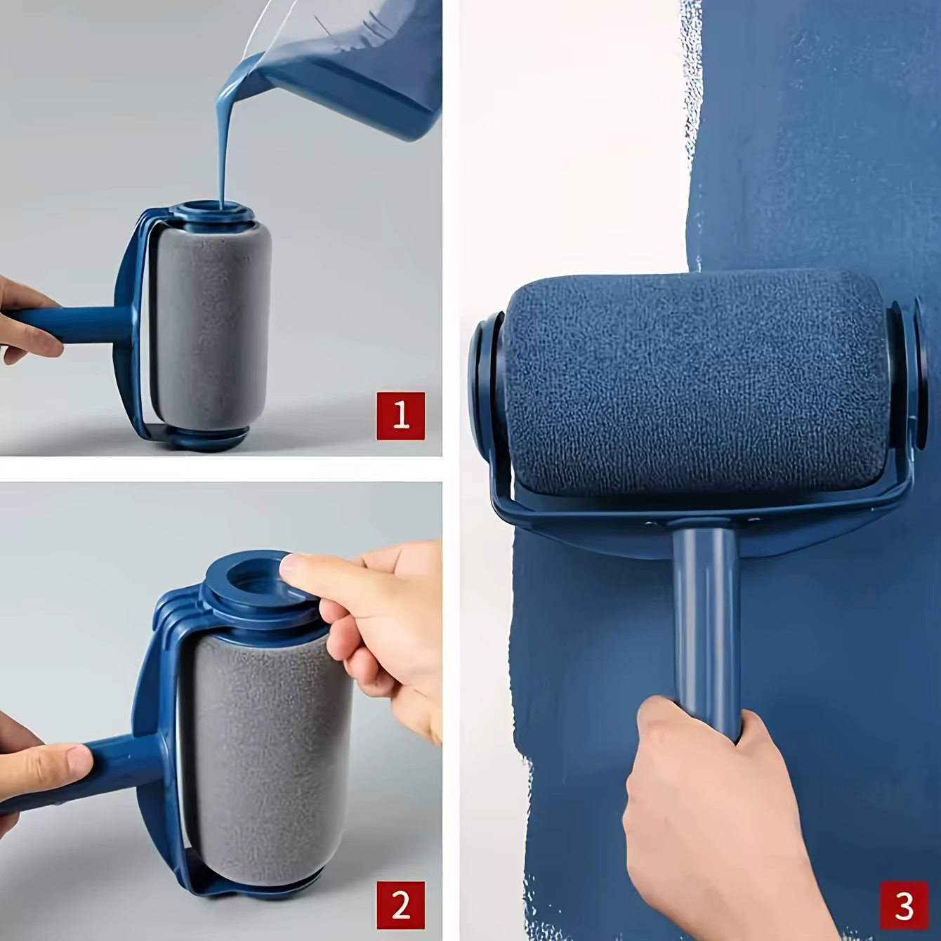 Brosse à rouleau de peinture rechargeable avec rangement intégré - construction plastique durable