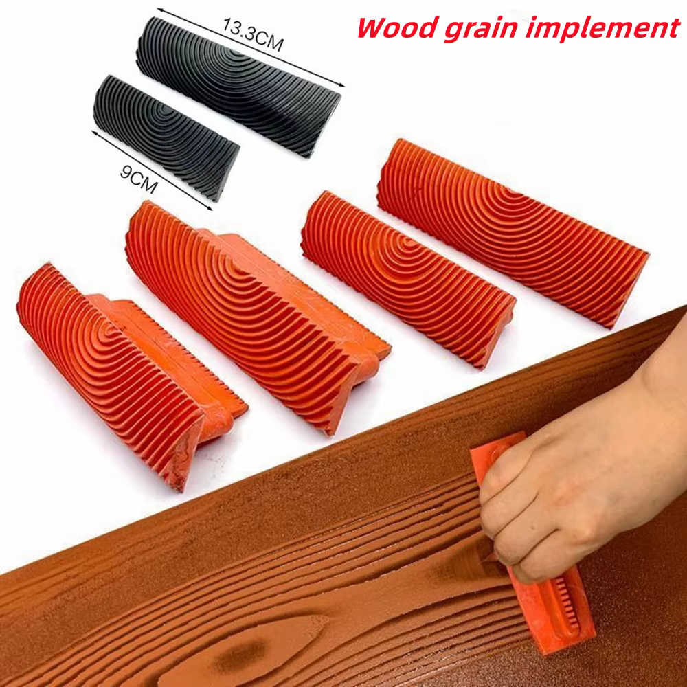 6-8 pièces/ensemble rouleau en caoutchouc brosse outils de peinture bricolage Imitation bois grain Texture