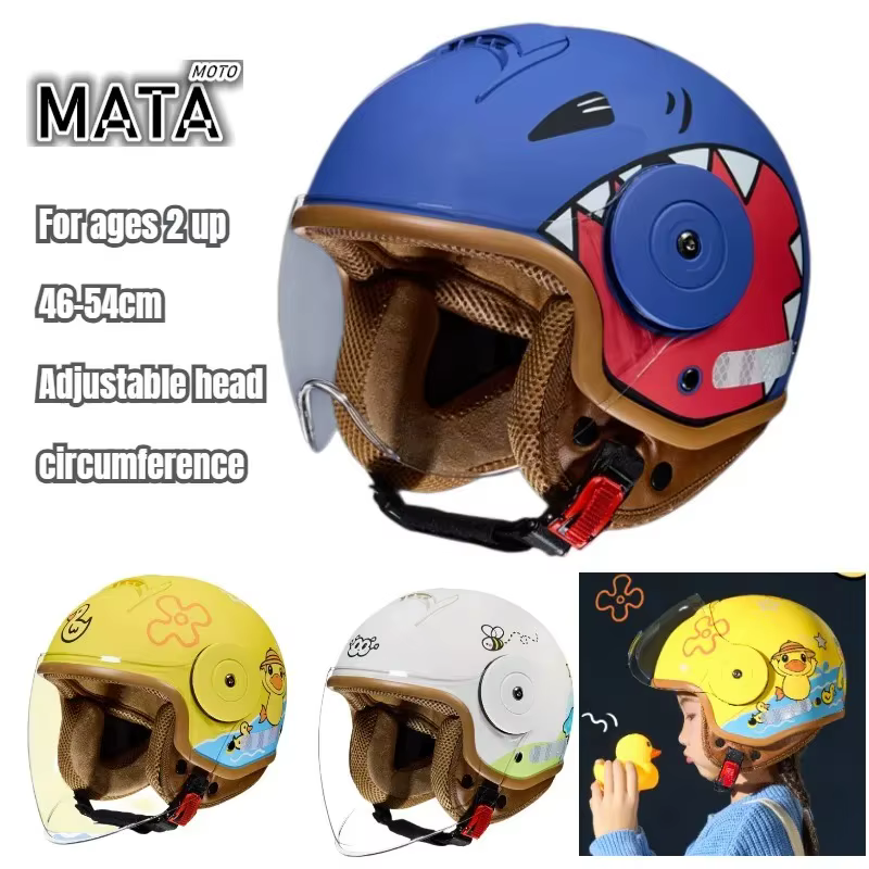 Casque enfant tendance pour les 3-12 ans, casque moto confortable avec dessin animé, casque de sécurité protecteur pour enfants