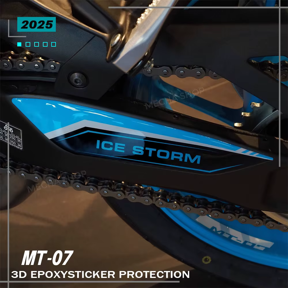 Protection de bras oscillant de moto pour MT07 MT-07 2025, autocollants époxy 3D MT 07, accessoires