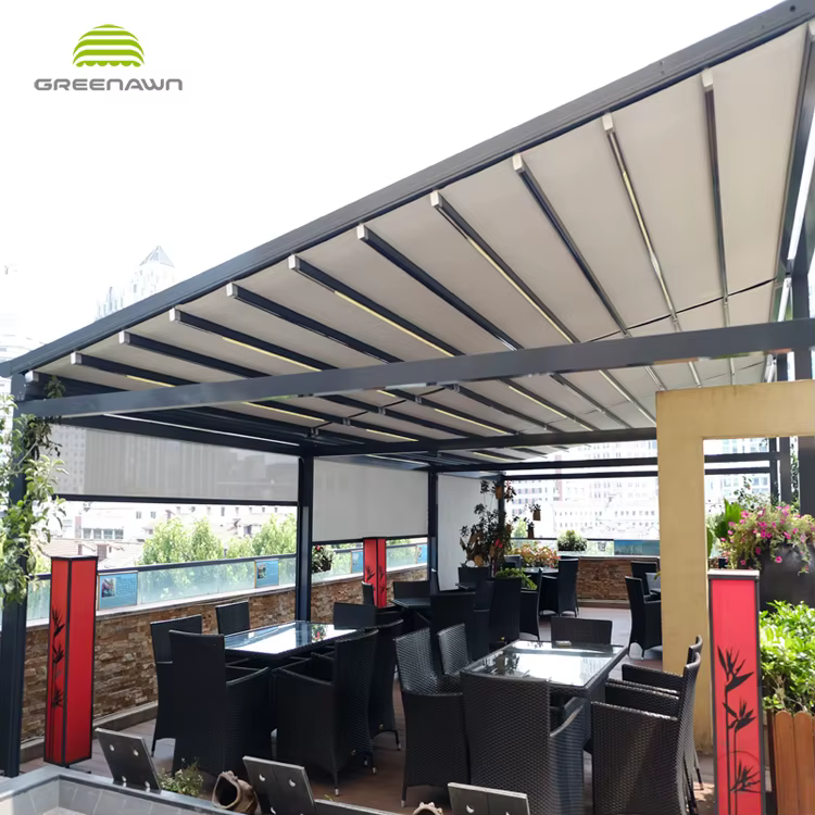 Couvre-pergola imperméable mural en PVC pour pergola rétractable