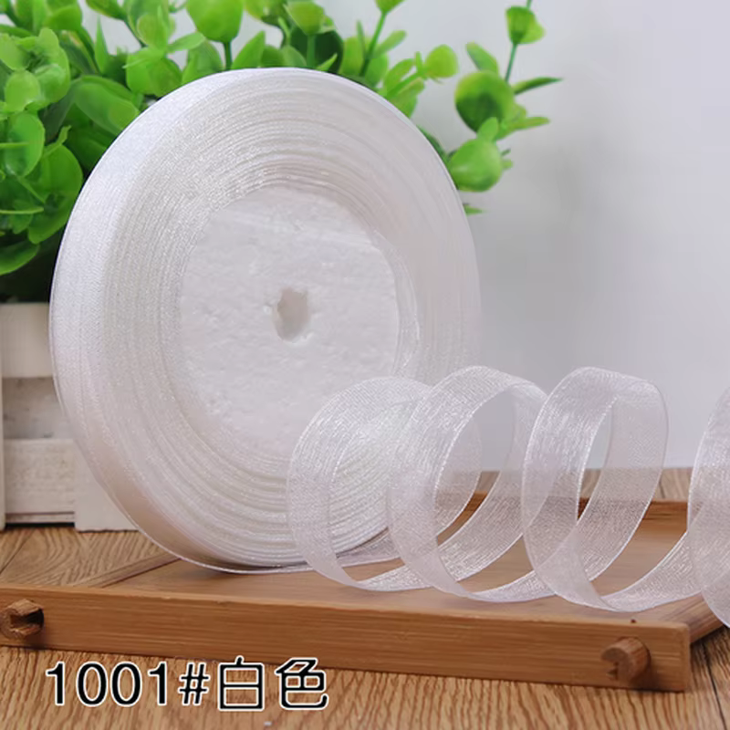 Rubans d'Organza Blancs et Transparents de 12/15/20/25/40/50mm