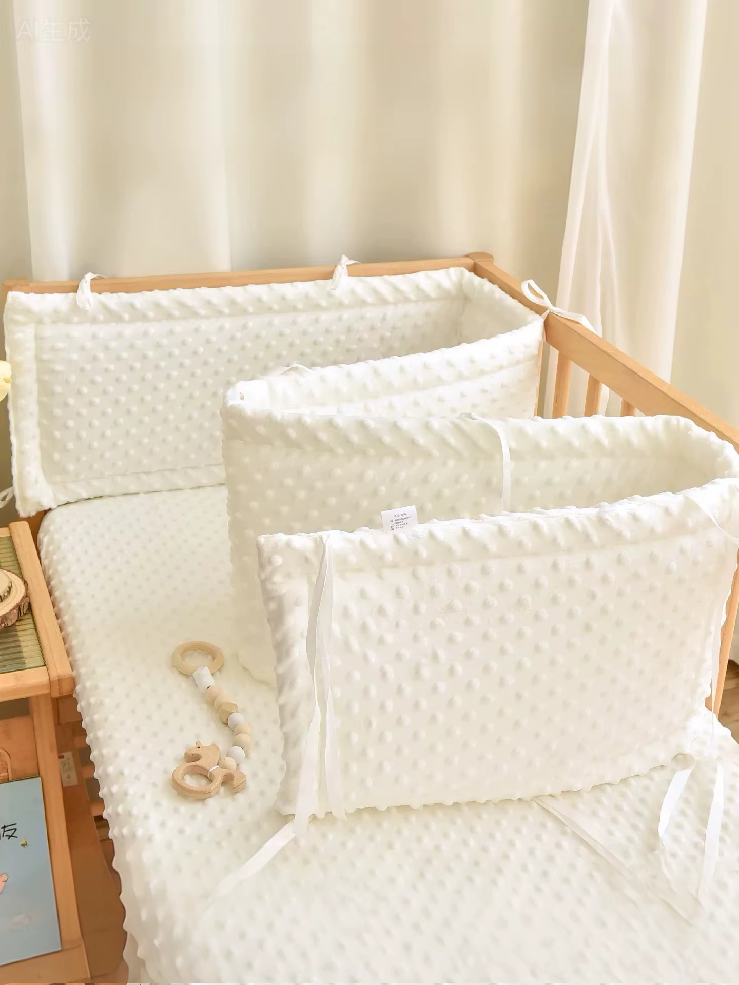 Protection de lit bébé avec rebord épaissi, barrière décorative pour chambre de bébé, garde-corps de lit de couleur unie, dispositif de protection de lit