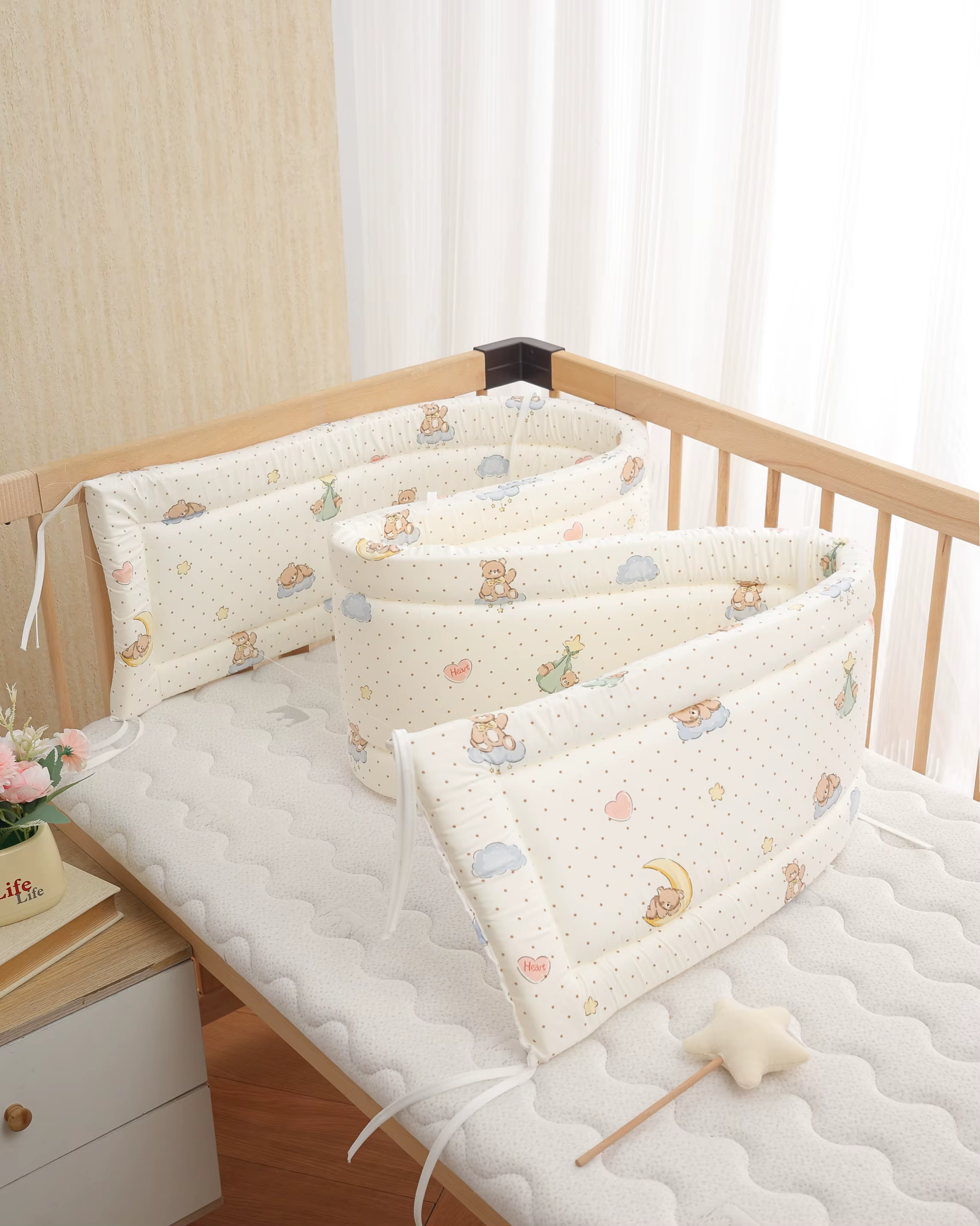 Clôture de berceau pour bébé, garde-corps de Protection de lit en coton, pare-chocs épais, protecteur autour, décoration de chambre, monochrome