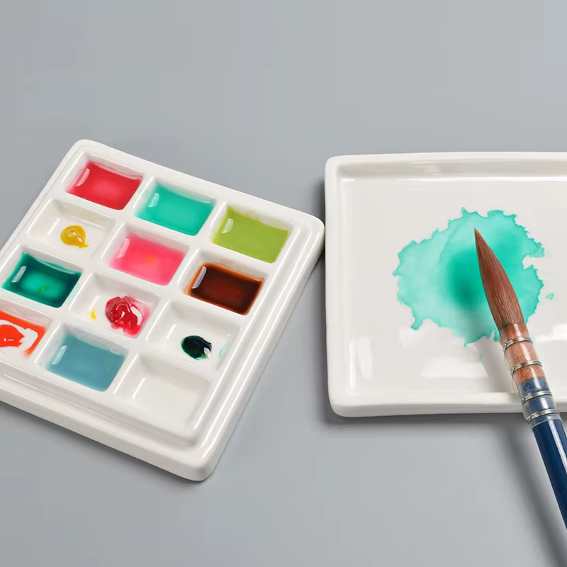 Palette de Peinture Multifonctionnelle en Céramique avec Couvercle