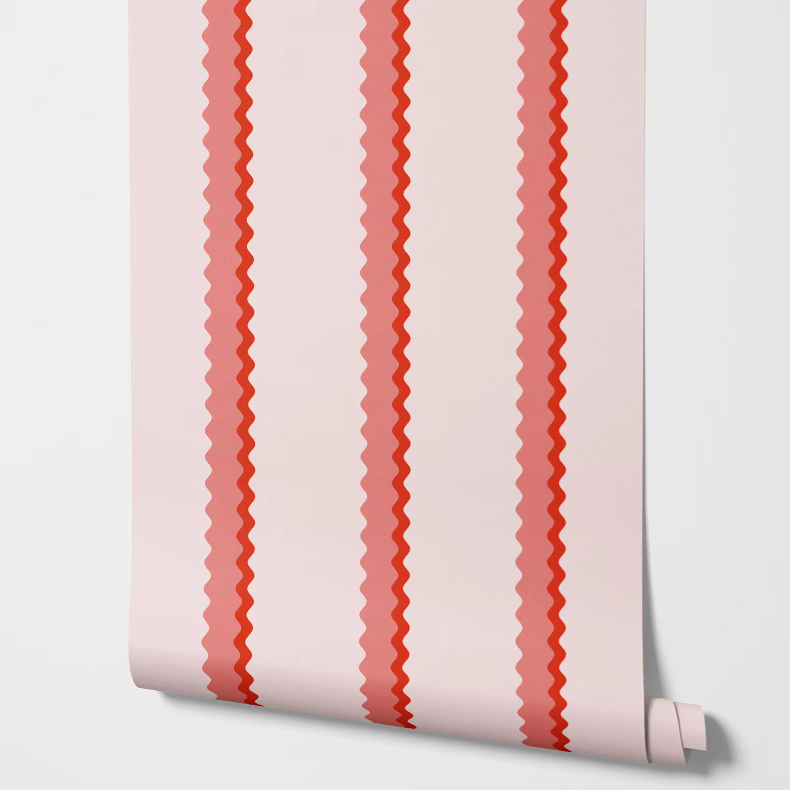 Papier peint à rayures ondulées roses et rouges