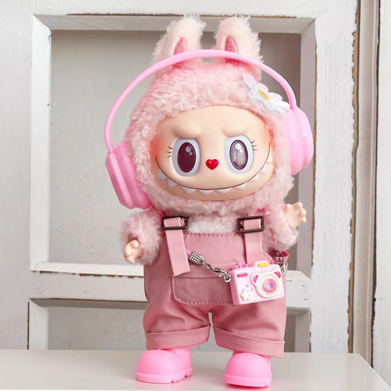 Vêtements labubu pour un ensemble de vêtements Labubu 15-17 cm comprend des écouteurs, une ceinture, des pantalons et des accessoires