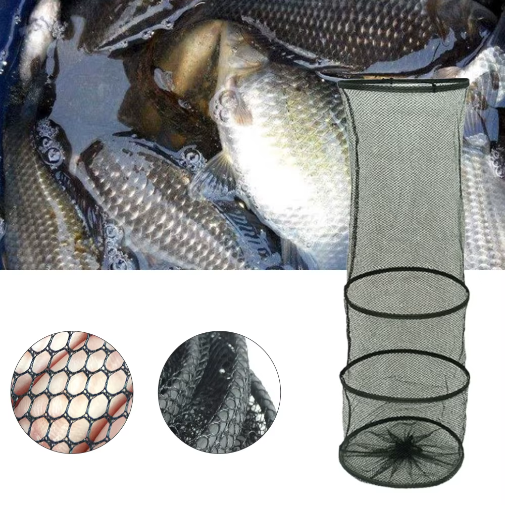 Panier pliable de protection pour poissons, sac à poissons à fond plat et à ouverture large, filet simple pour attraper poissons, crevettes, homards, anguilles
