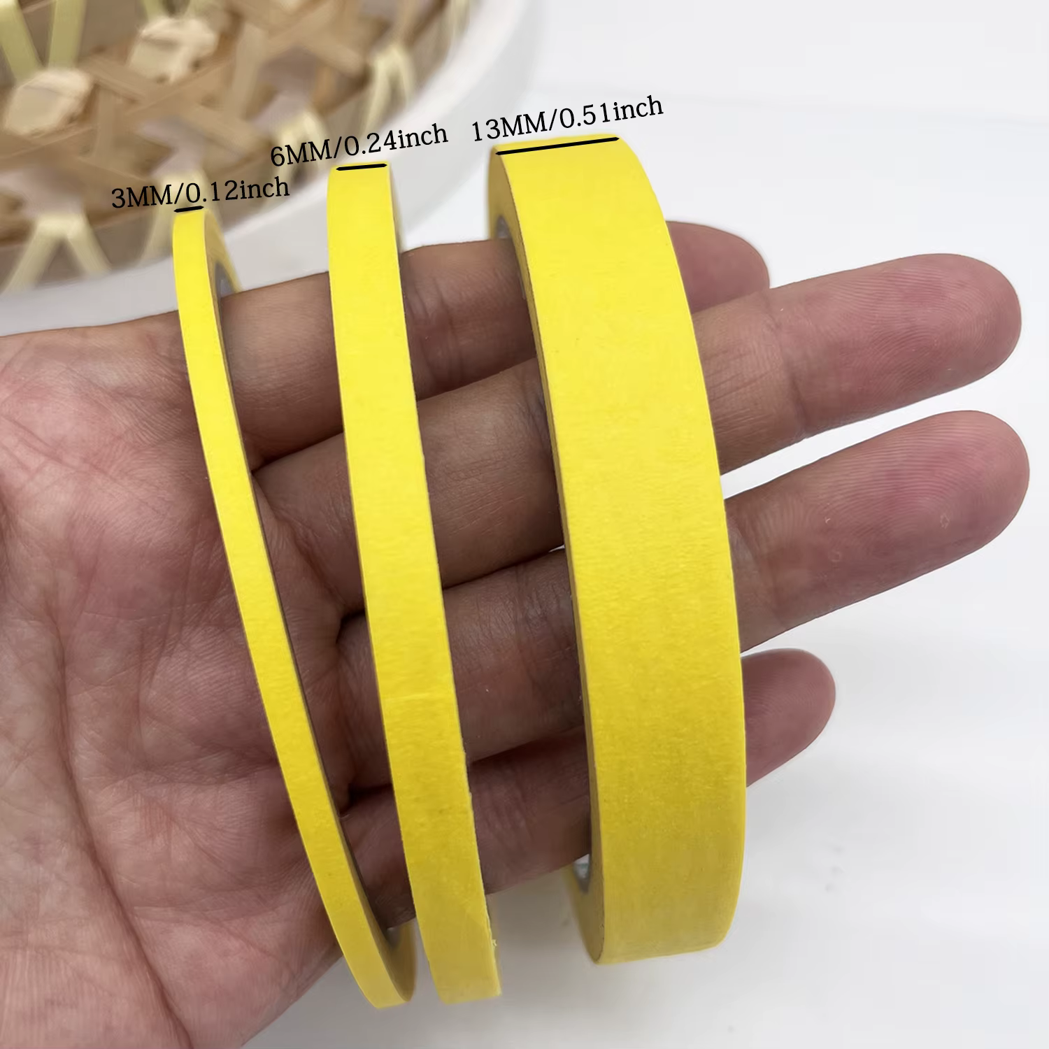 Ruban en papier jaune de 3 tailles-3/6 rouleaux artistiques pour le masquage de peinture en aérosol