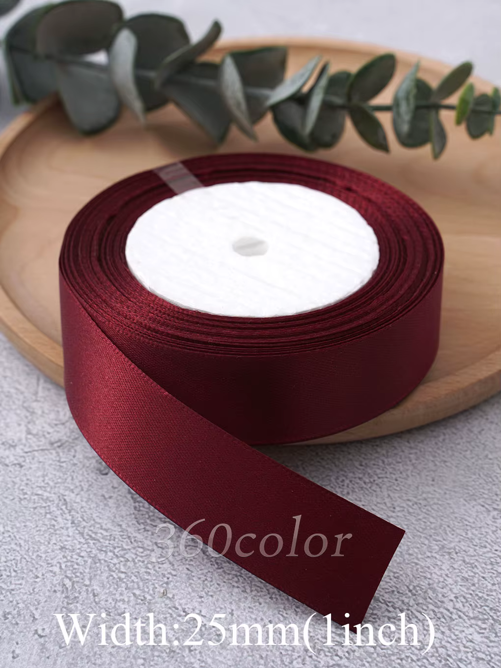 1 rouleau de ruban en Satin bordeaux