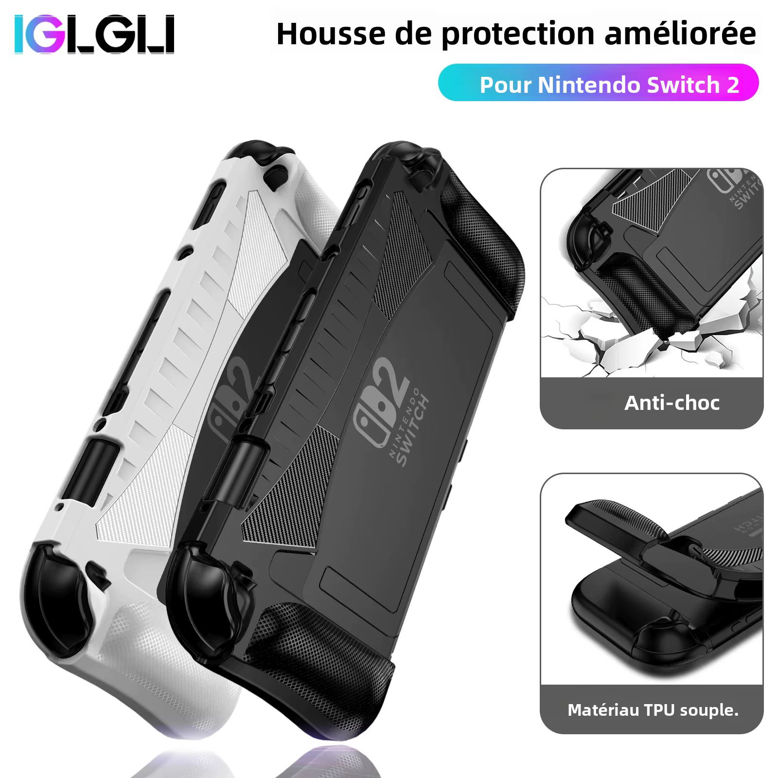 Étui pour Nintendo Switch 2 (2025), housse de protection améliorée, confort ergonomique, anti-rayures, coque de poignée en TPU, accessoires Switch2