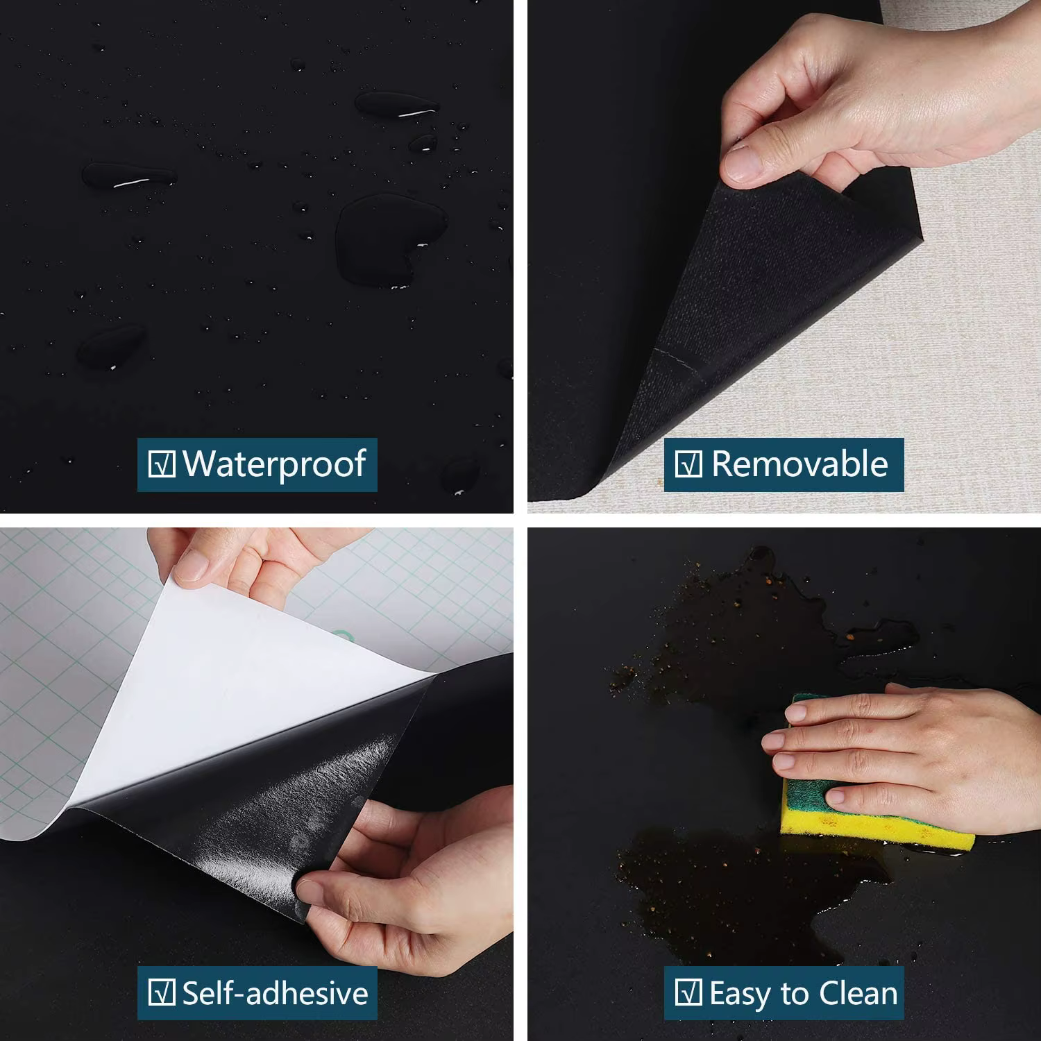 Papier peint mat noir imperméable en vinyle