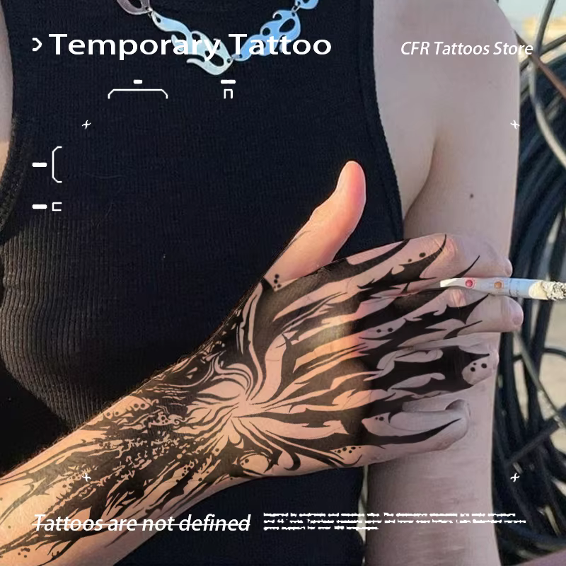 Tatouages Temporaires pour Homme, Faux Tatouage Sexy, Imperméable, Dos de la Main, Bras, Vaporisateur Foncé, Jus de Herbes, Autocollant de ix, Pas Cher, Y2K