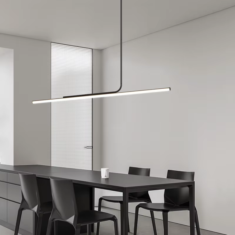 Lampes suspendues LED à longue bande moderne pour salon salle à manger bureaux cuisine lustre noir décor à la maison luminaire suspendu