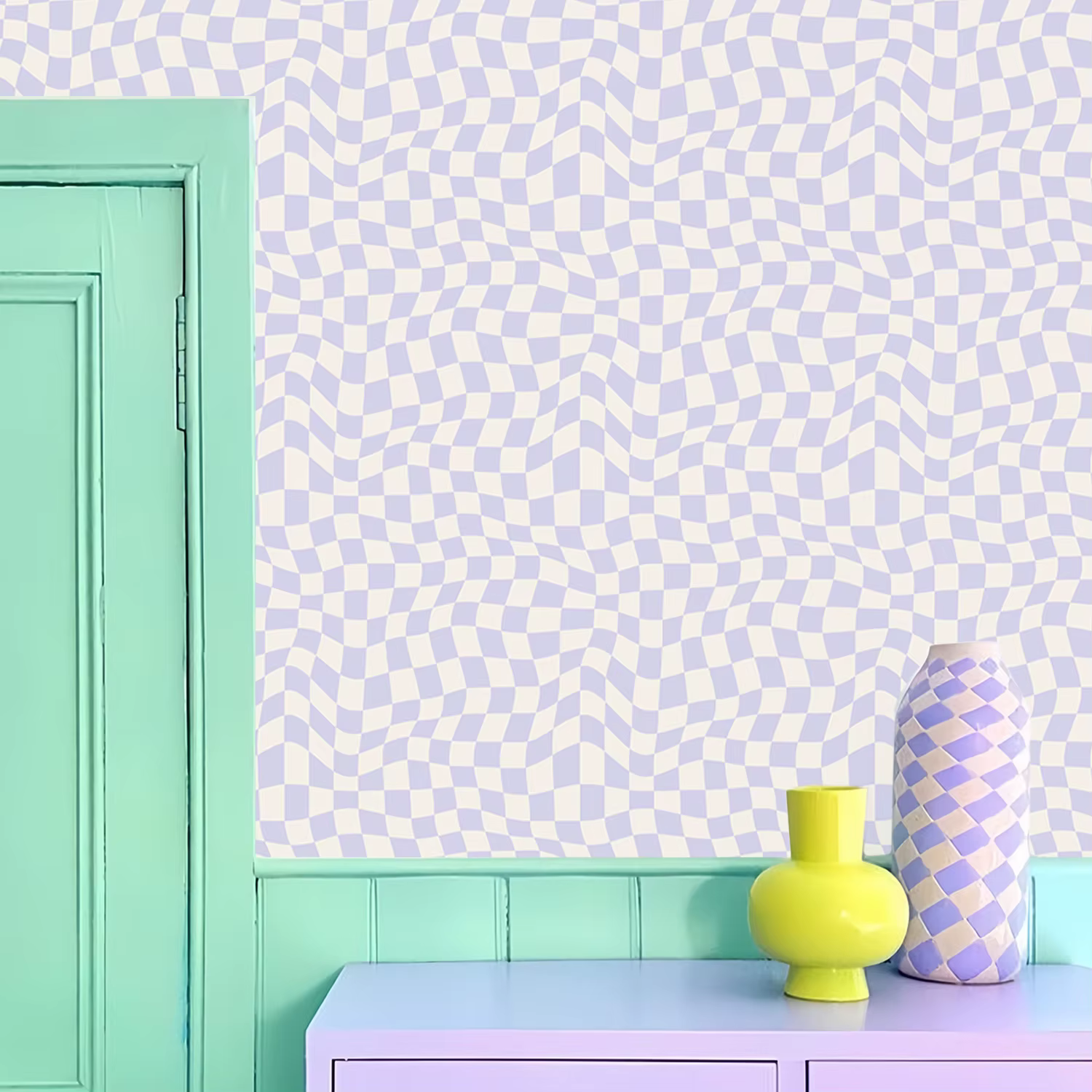 Papier peint texturé en damier pour la décoration intérieure, autocollants de meubles classiques, autocollants muraux imperméables, chambre à coucher parfaite