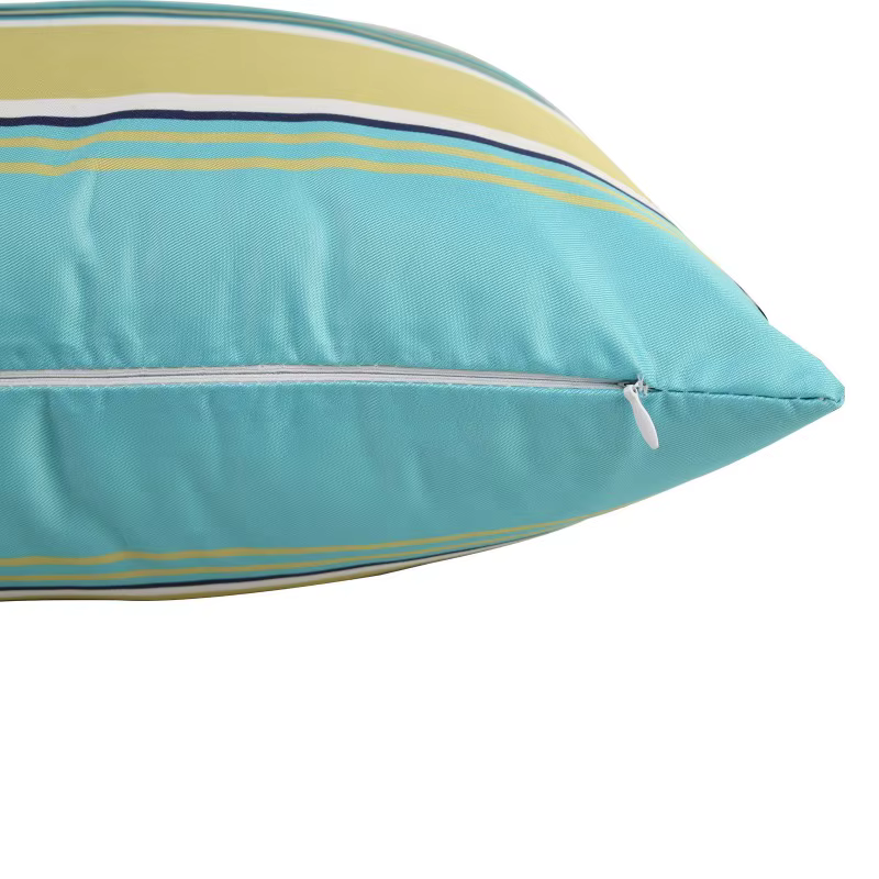 Lot de 2 housses de coussin d'extérieur imperméables, protection solaire estivale, motifs rayés frais, pour jardin, anti-salissures