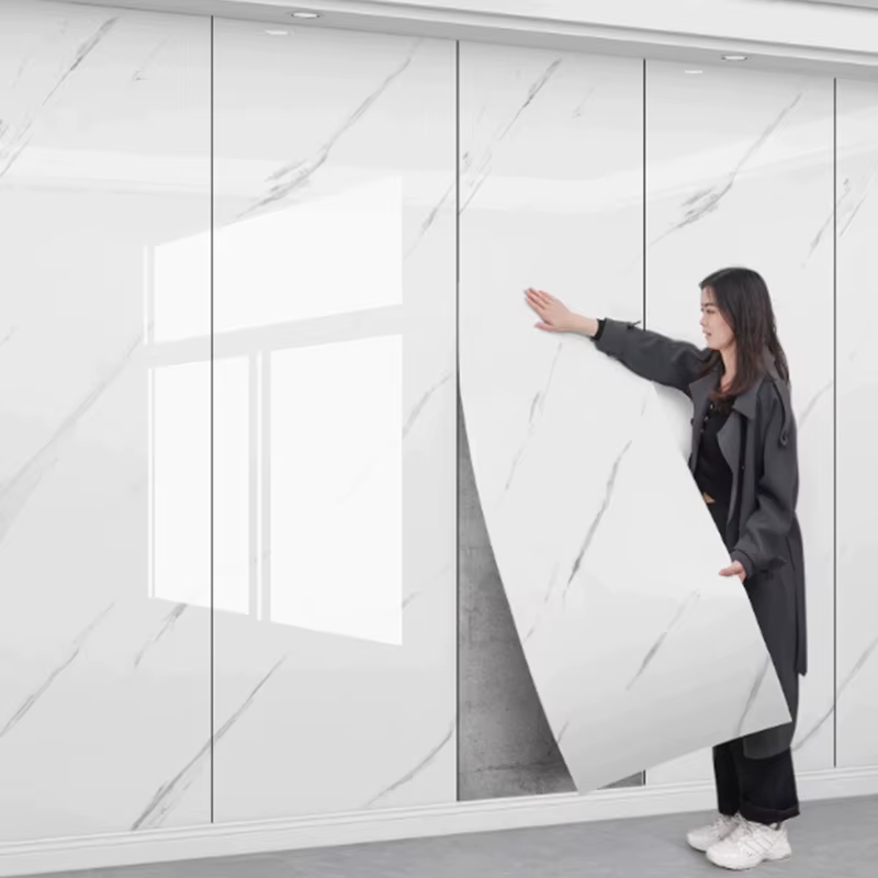 1 rouleau de papier peint auto-adhésif en marbre et mousse épaisse pour chambre à coucher