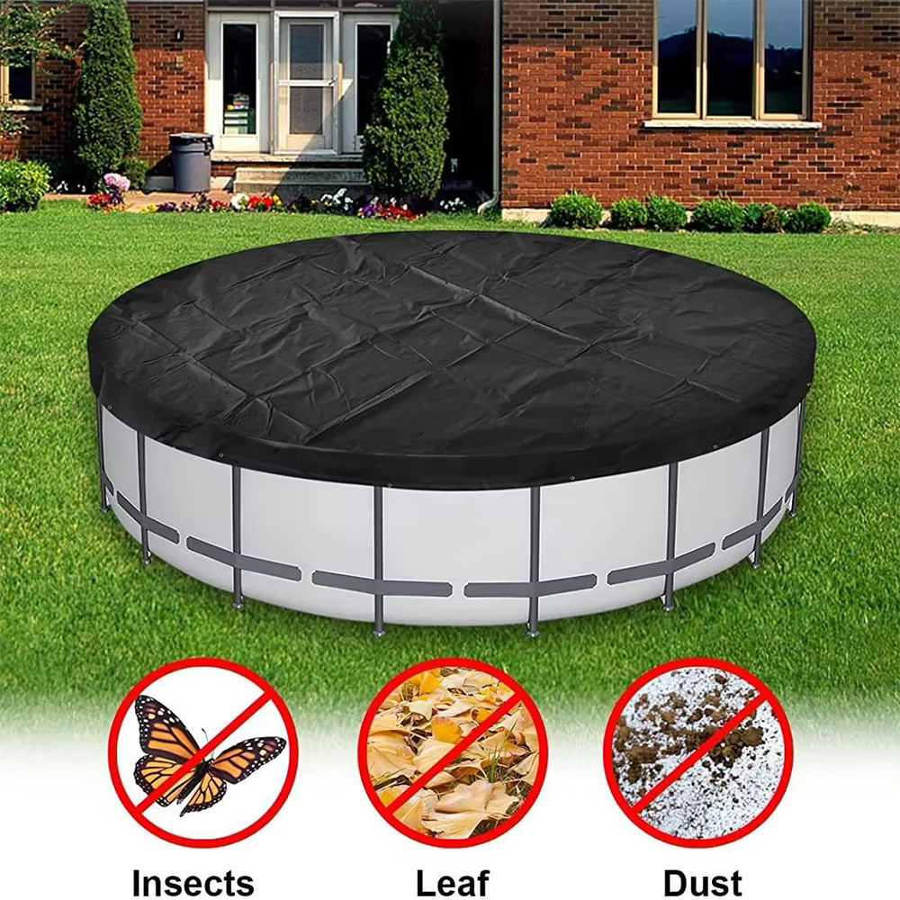 Couverture de piscine ronde pliable imperméable, anti-poussière et anti-insectes, idéale pour les piscines hors sol.