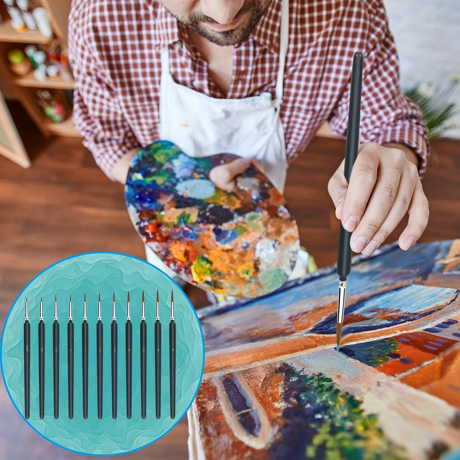 11 micro-pinceaux, jeu de pinceaux à pointe fine avec poignée ergonomique – Convient pour l'acrylique