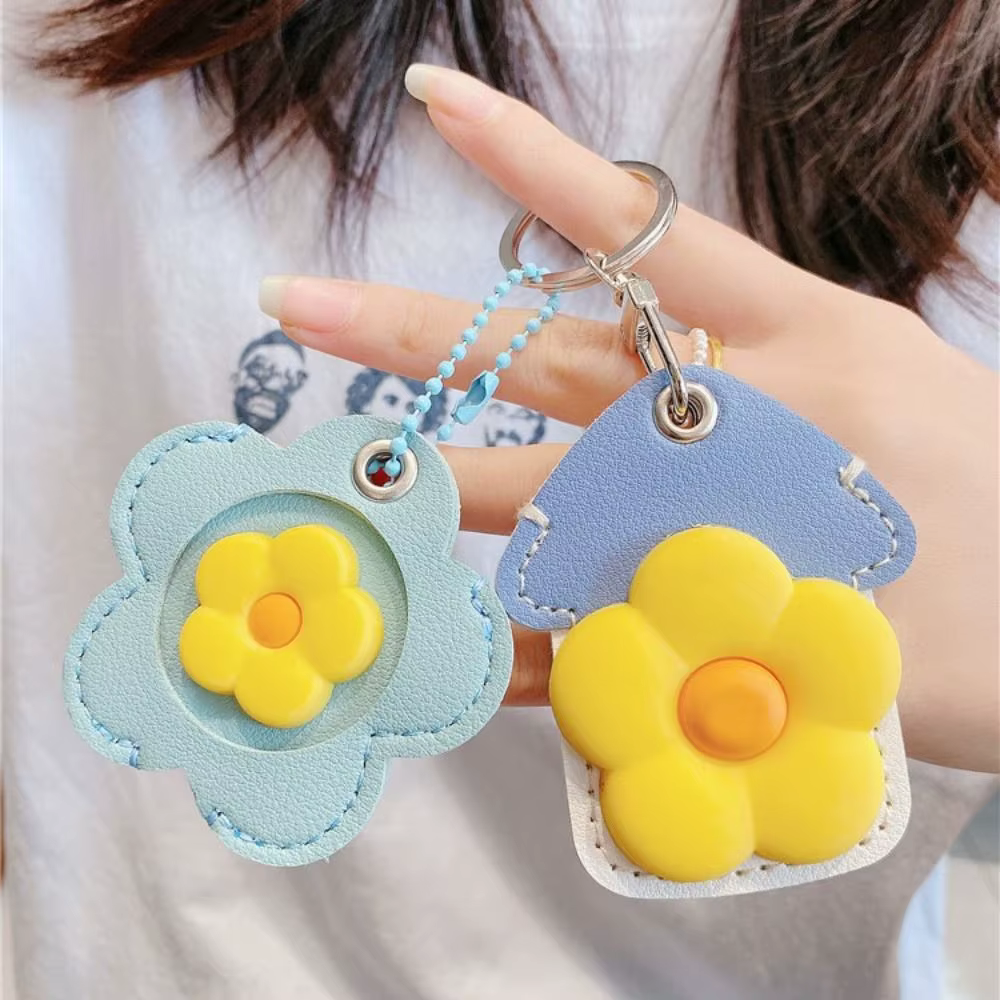 Étui de protection drôle porte-clés fleur mignon doux maison porte-clés carte porte-clés pendentif fleur clé couverture capuchon Couple