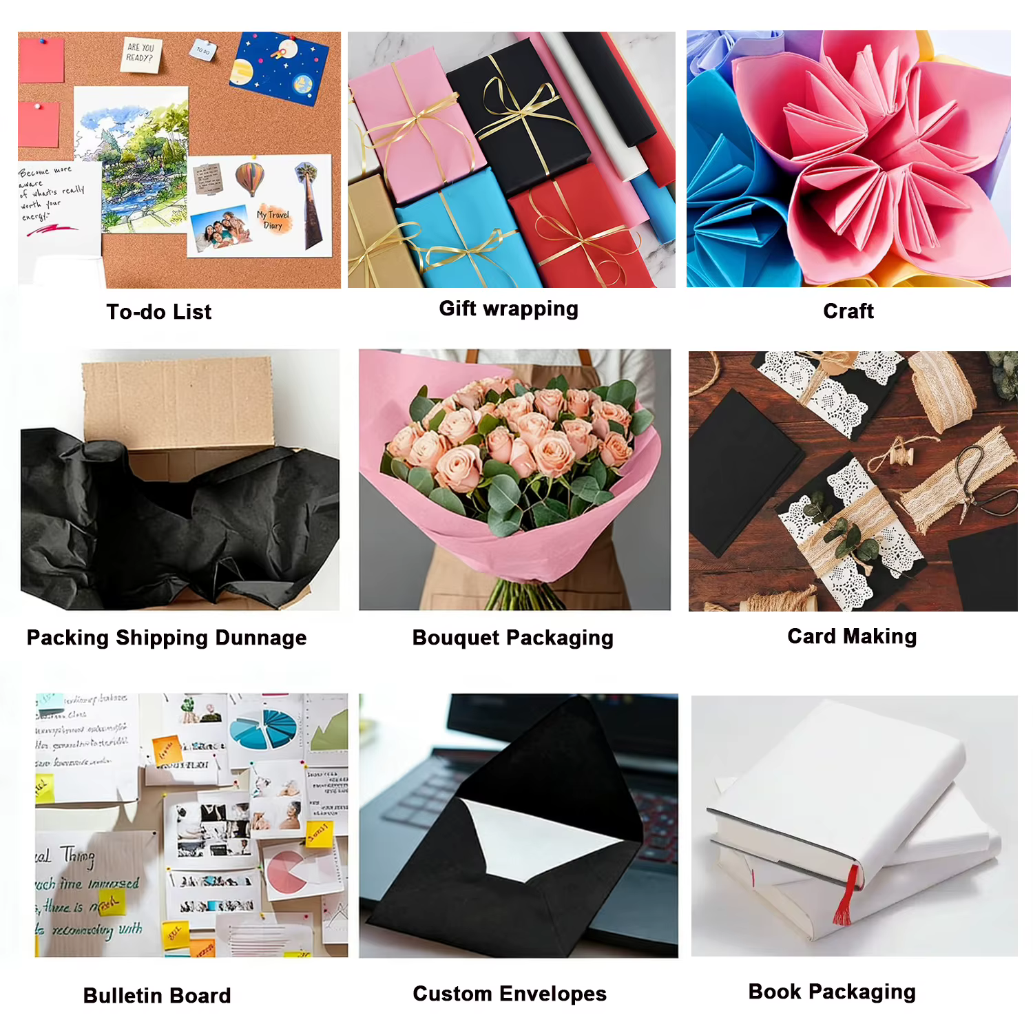 1 rouleau de papier kraft noir pour emballage cadeau et artisanat