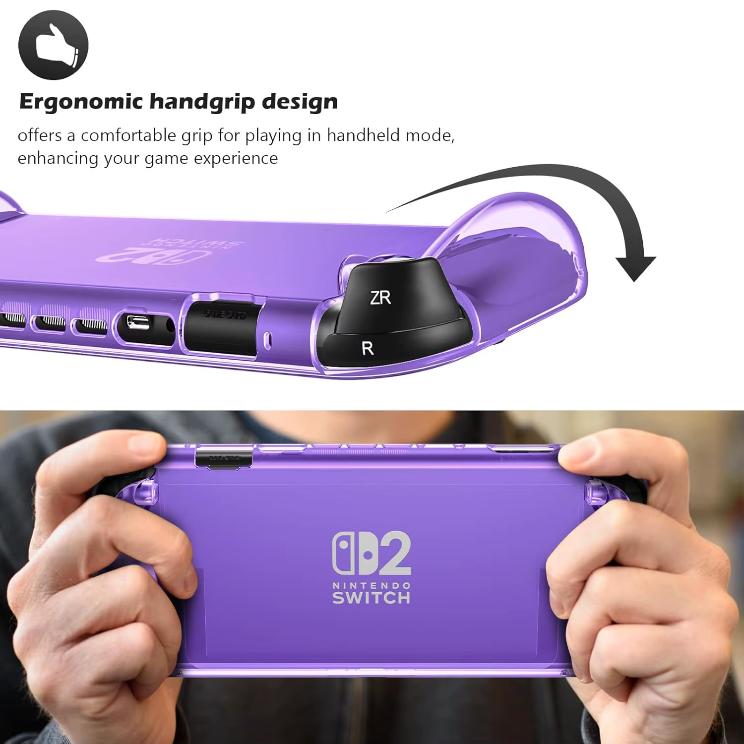 Étui de protection transparent pour Switch 2 (2025) – Housse anti-rayures et absorbant les chocs avec poignée ergonomique pour NS 2